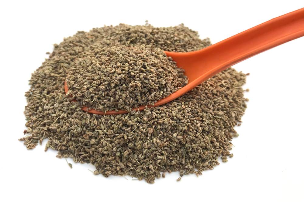 Powder of carom seeds, fenugreek seeds, and black cumin seeds